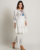 Cotton White Co-Ord Set With Elegant Embroidery