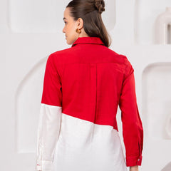 Classic Red & White Cotton Embroidered Heart Shirt