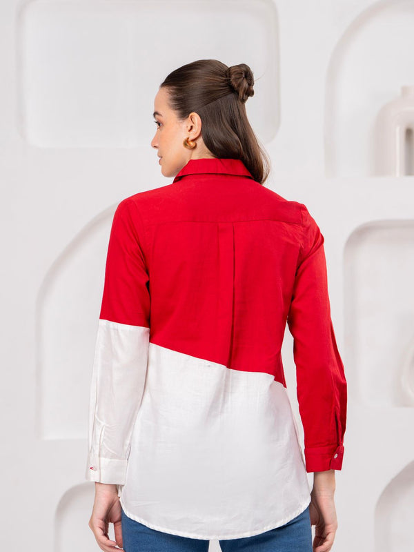 Classic Red & White Cotton Embroidered Heart Shirt