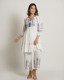 Cotton White Co-Ord Set With Elegant Embroidery