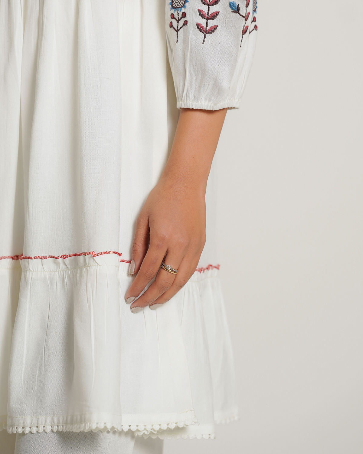 Cotton White Co-Ord Set With Elegant Embroidery