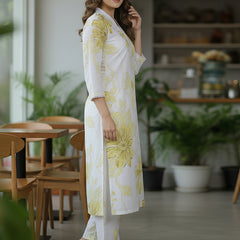 Yellow White Printed Co-Ord Set