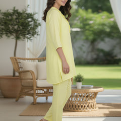 Cotton Linen Lemon Yellow co-ord Set