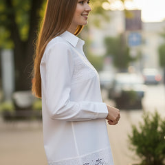 Women’s Cotton Embroidered Shirt with Collar Neck and Full Sleeves