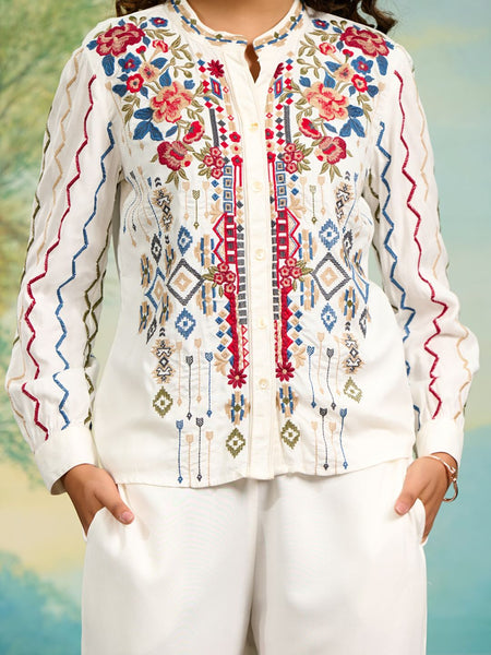 Embroidery Work White Co-Ord Set