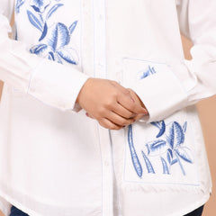 Over Sized White Collared Cotton Shirt