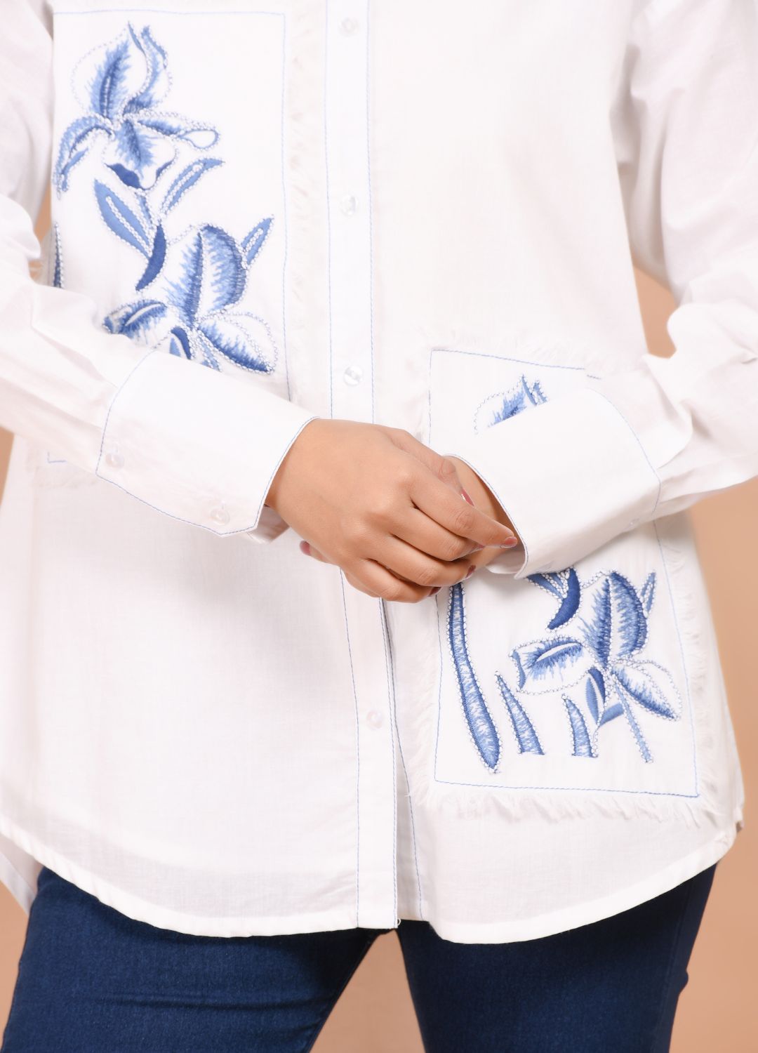 Over Sized White Collared Cotton Shirt