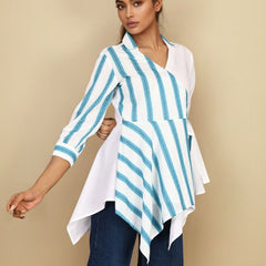 White Blue Cotton Wrap shirt