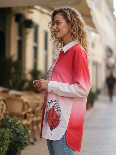 Rose Pink Ombre Shirt Top
