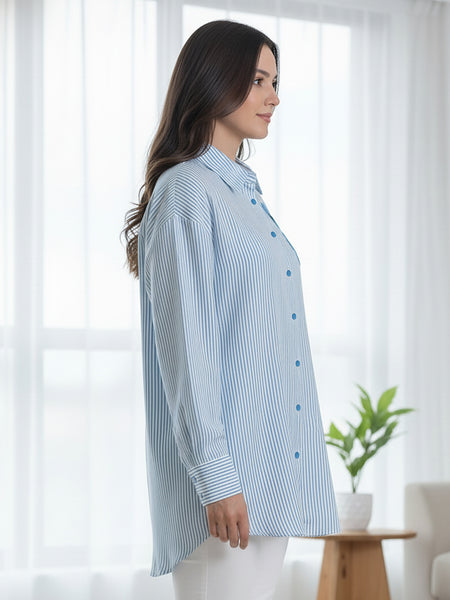 Designer Blue Shirt Pattern Top