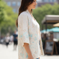 Cream Embroidered Cotton Flex Jacket