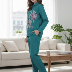 Sea Green Embroidery Work Co-Ord Set