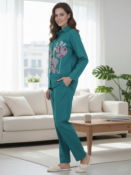 Sea Green Embroidery Work Co-Ord Set
