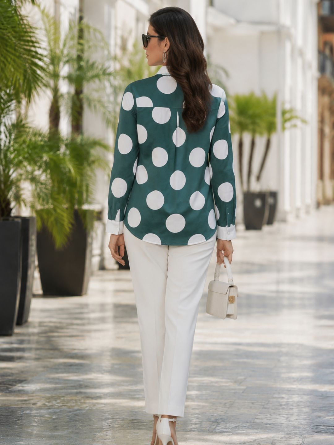 Women's Geometric Detail Casual Formal Shirt