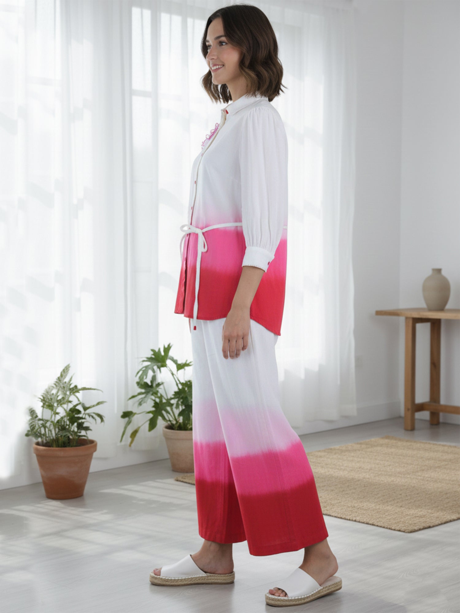 Pink Cotton Embroidery Co-Ord Set