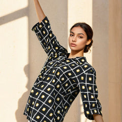 Black Check printed cotton shirt