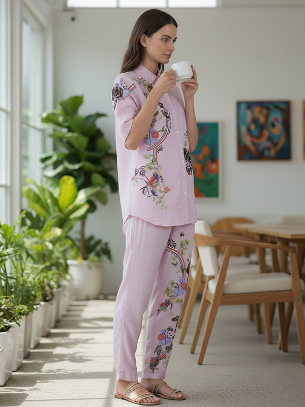 Lilac Bloom Printed Rayon Co-Ord Set