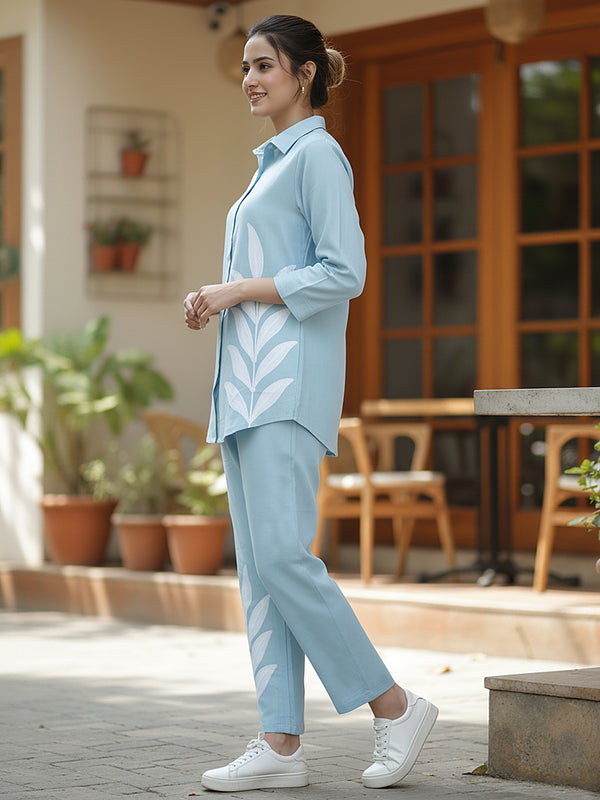 Easy Breezy Blue Linen Cotton Co-ord Set