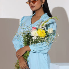 Powder Blue Mini Shirt Dress
