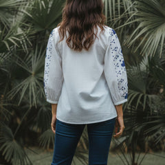 White Grace Embroidered Cotton Top