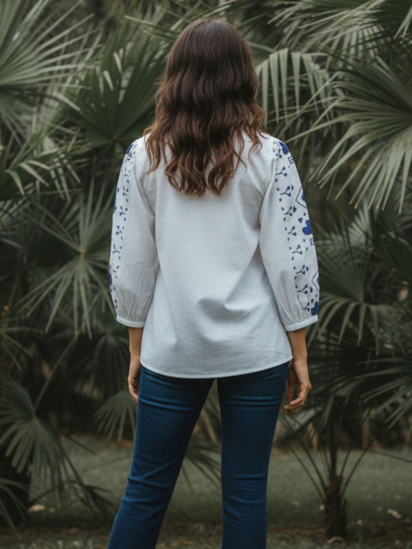 White Grace Embroidered Cotton Top
