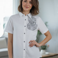 Classic Monochrome Floral Shirt & Shorts Set