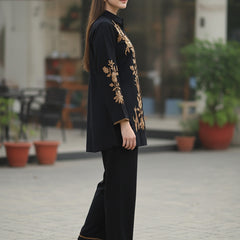 Golden Embroidered Black Co-ord Set