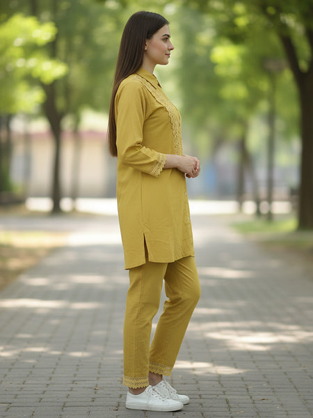 Golden Lace Mustard Cotton Co-ord Set