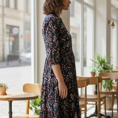 Mystic Black Printed Cotton Dress