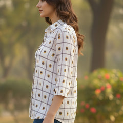 Rosy brown printed cotton shirt