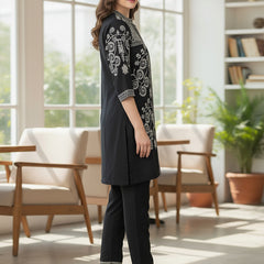 Black Embroidered Co -ord Set