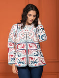 White Cotton Embroidered Short Jacket