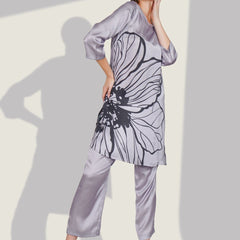 Printed Satin Grey Co-ord Set