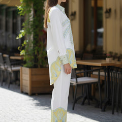 Tropical Palm Printed White Co-ord Set