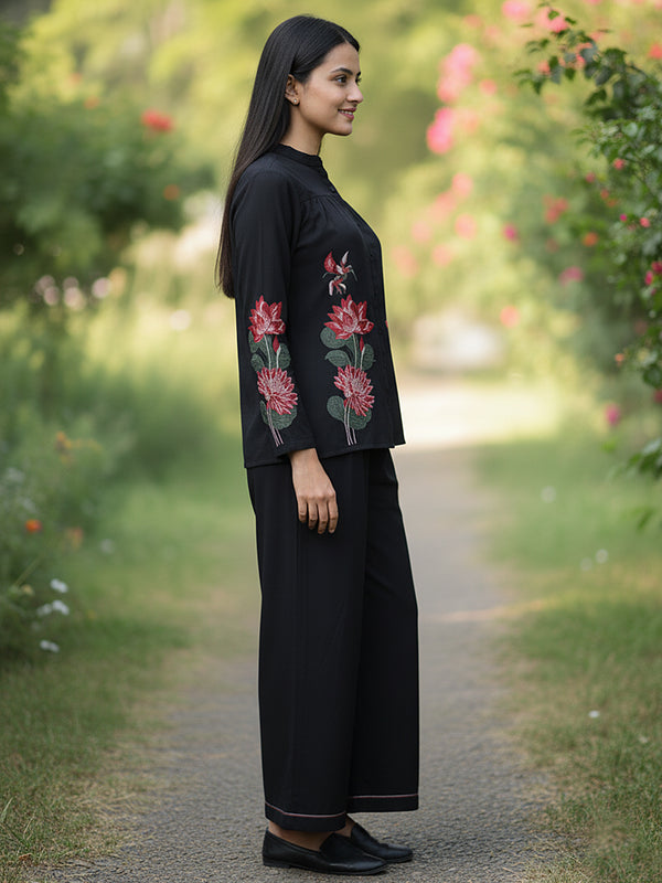 Black Embroidered Co-ord Set