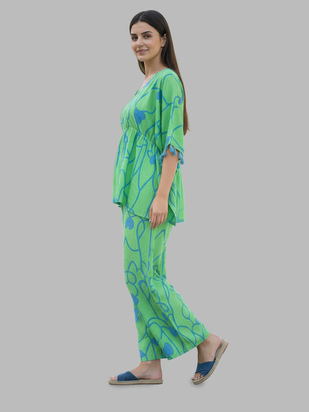 Stylish Green Flared Co-Ord Set