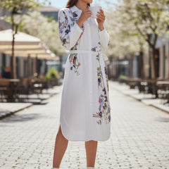 Lily White Embroidered Mini Shirt Dress