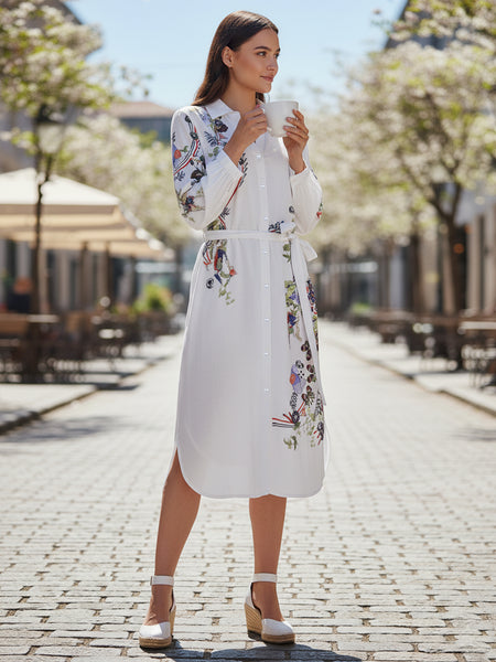Lily White Embroidered Mini Shirt Dress