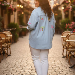 Women Stylish Patchwork Cotton Denim Shirt