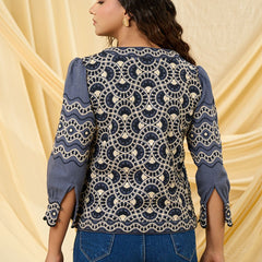 Classic Grey Embroidered Summer Jacket
