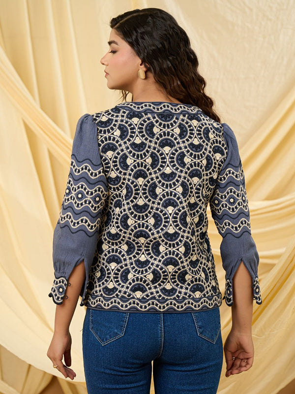 Classic Grey Embroidered Summer Jacket