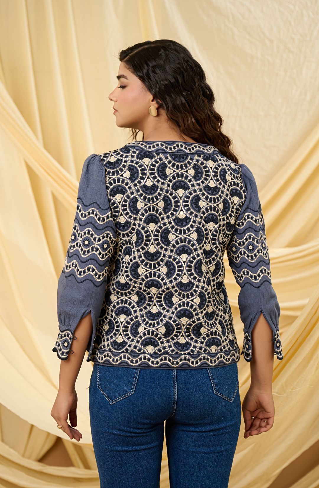 Classic Grey Embroidered Summer Jacket