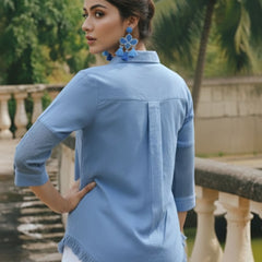 Sky Breeze Embroidered Cotton Shirt
