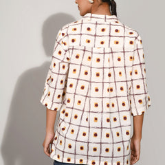 Rosy brown printed cotton shirt