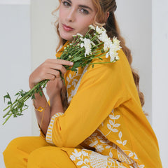 Mustard Yellow Embroidered Cotton Co-ord Set