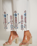 White Rayon Co-Ord Set With Embroidery