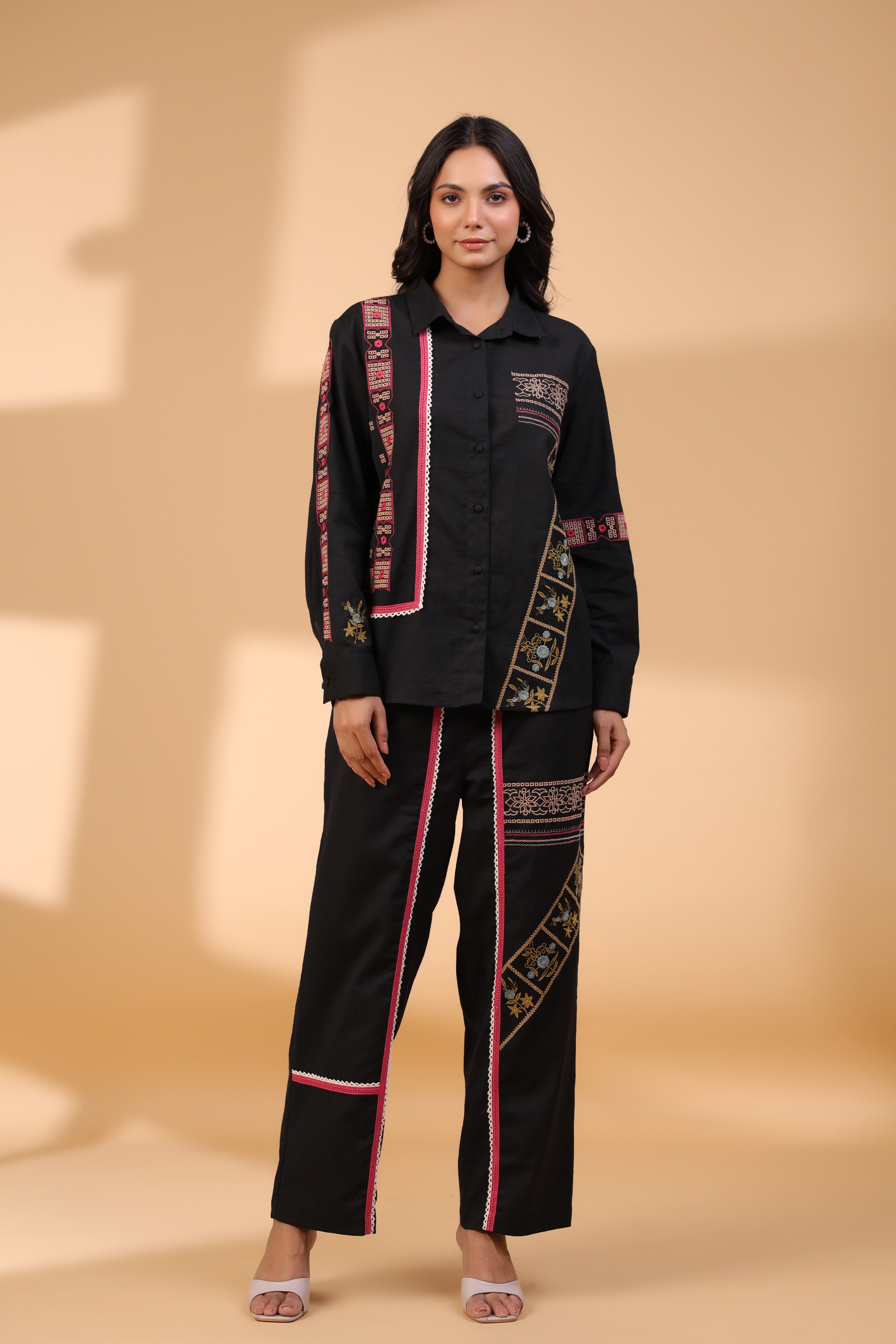 Designer Black Embroidery Work Co-Ord Set