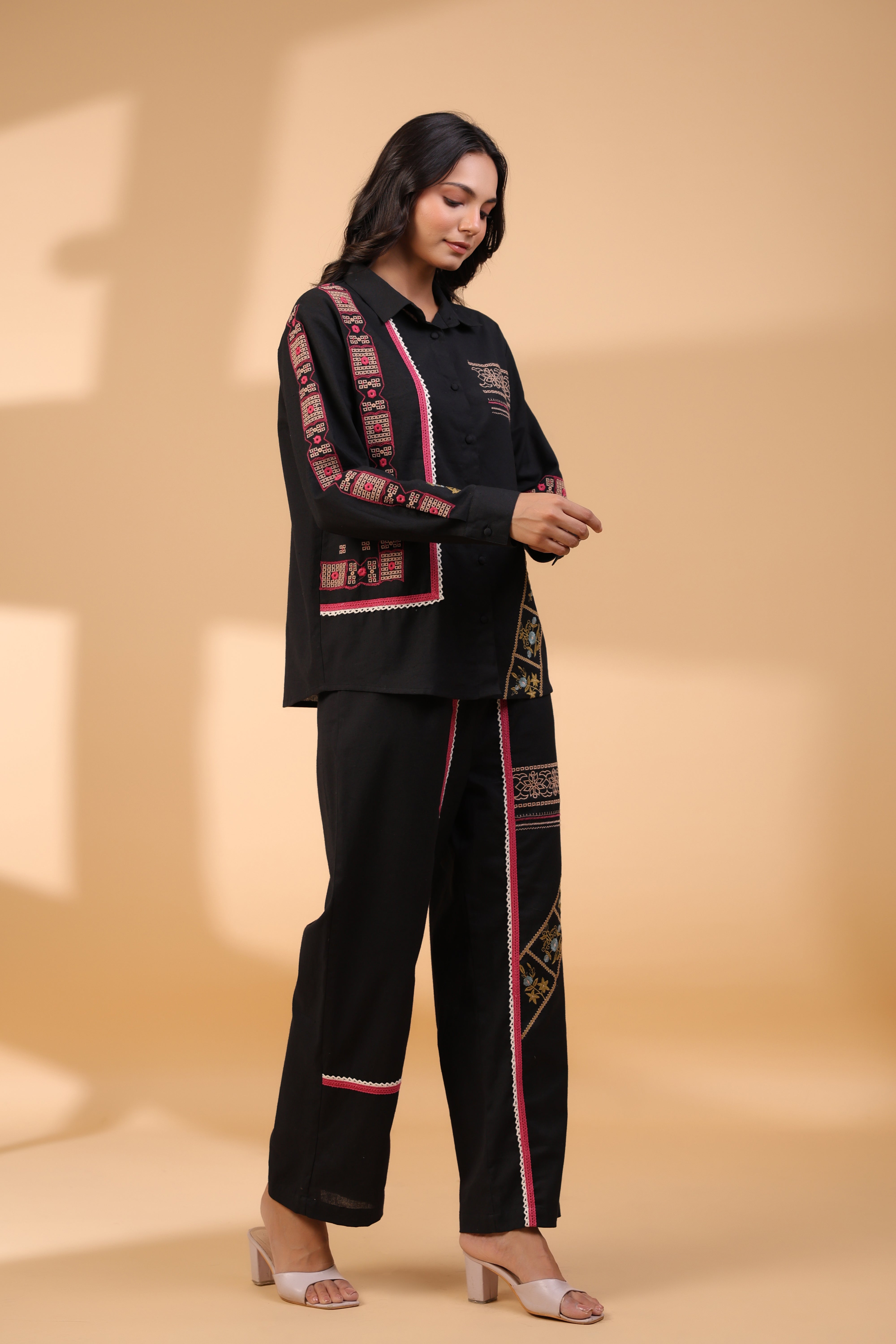 Designer Black Embroidery Work Co-Ord Set