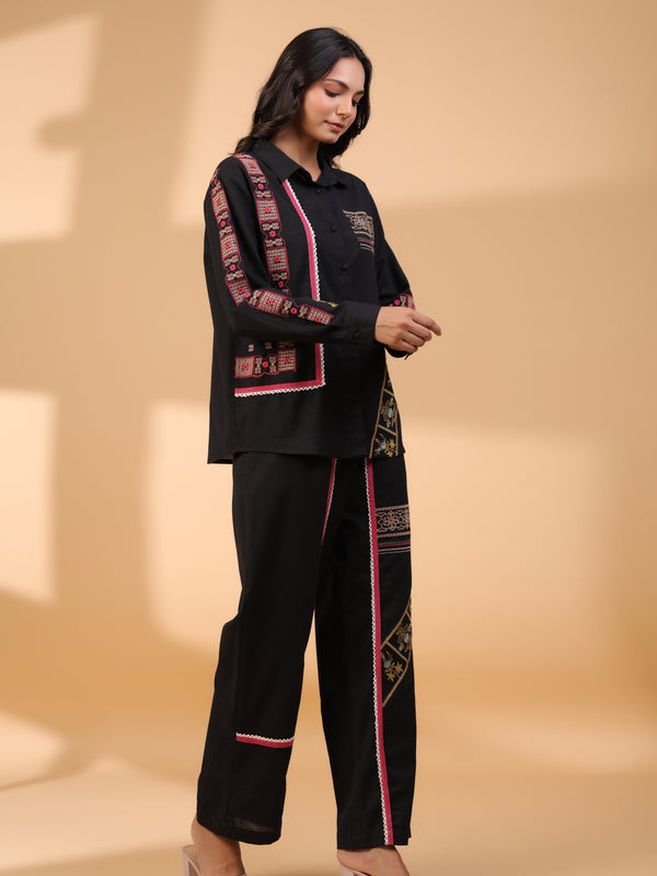 Designer Black Embroidery Work Co-Ord Set