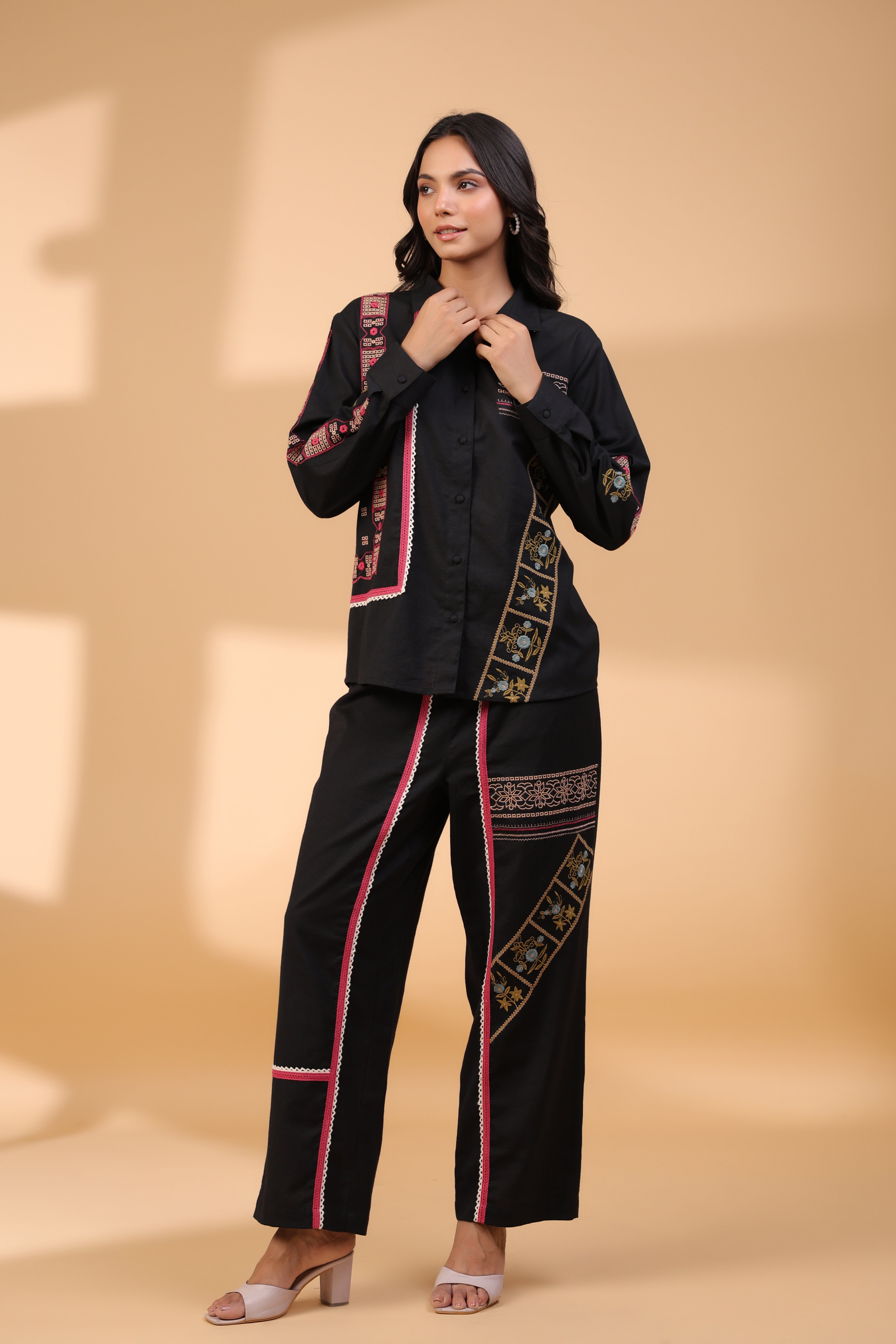 Designer Black Embroidery Work Co-Ord Set